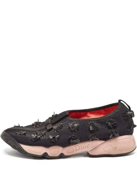Christian Dior Pre-Owned Fusion flower-embellished sneakers Black 948254