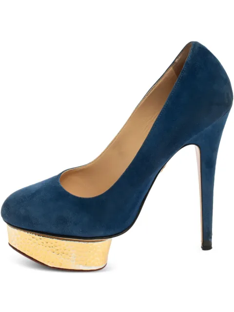 Charlotte Olympia 140mm Dolly suede platform pumps Blue 423977