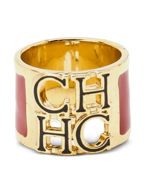 Carolina Herrera Vintage pre-owned CH wide band ring Gold 831129