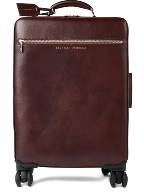 Brunello Cucinelli leather wheeled suitcase Red MBCIBU423C8457