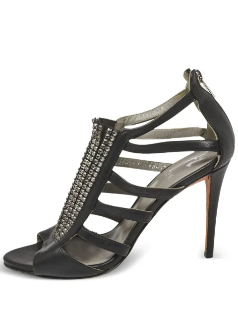 Gina pre-owned 95mm crystal-embellished strappy sandals Black 377734