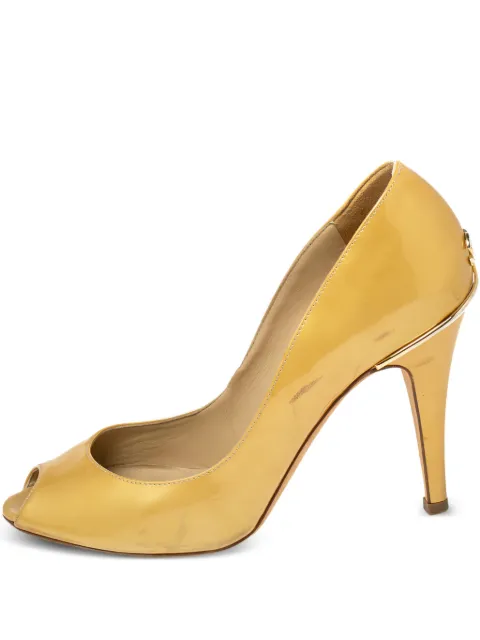 CHANEL Pre-Owned 100mm interlocking CC logo pumps Gold 491884