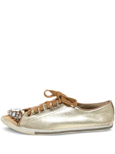Miu Miu Pre-Owned crystal-embellished sneakers Gold 326750