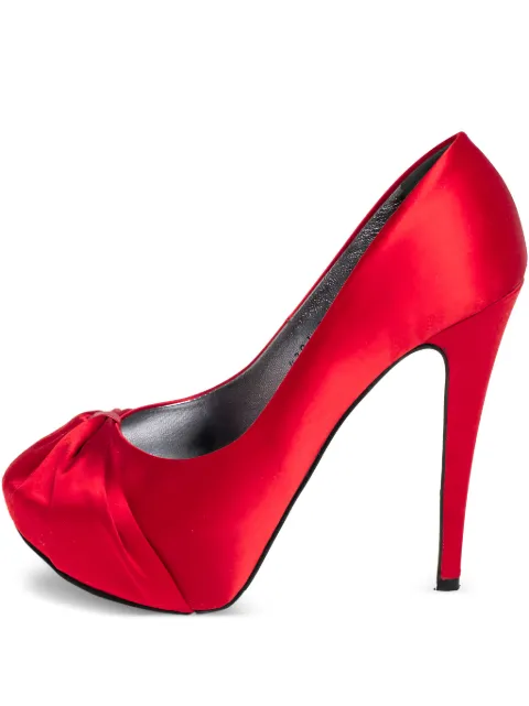 Gina pre-owned 130mm Gina satin platform pumps Red 408690