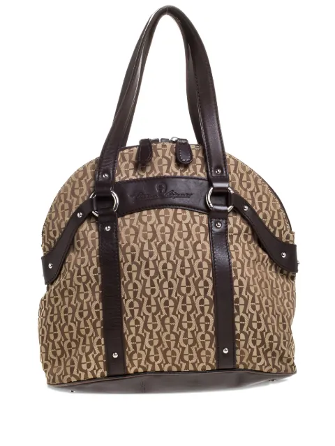 Aigner Vintage monogram leather-trim tote bag Neutrals 270274