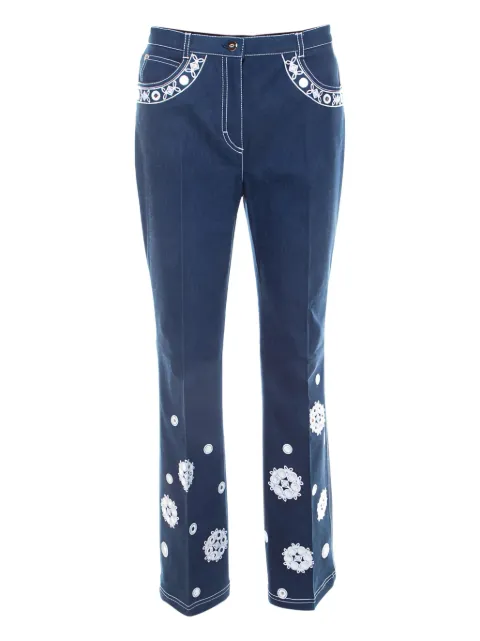 Escada Pre-Owned floral-embroidered jeans Blue 207942