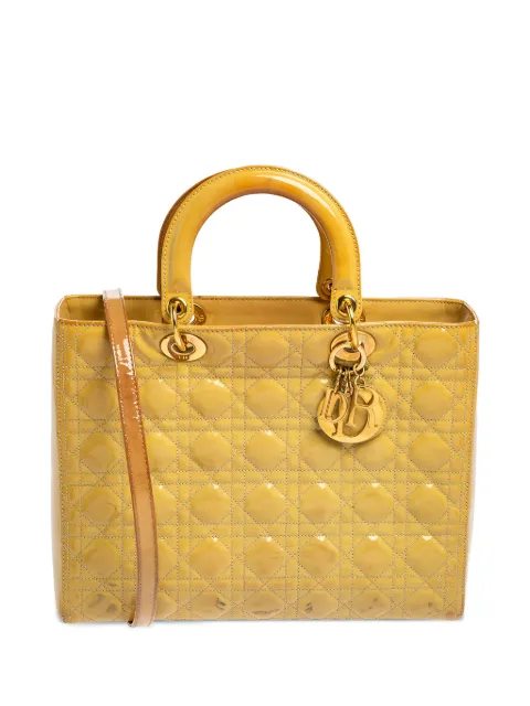 Christian Dior Pre-Owned Lady Dior quilted leather tote bag Yellow 526992