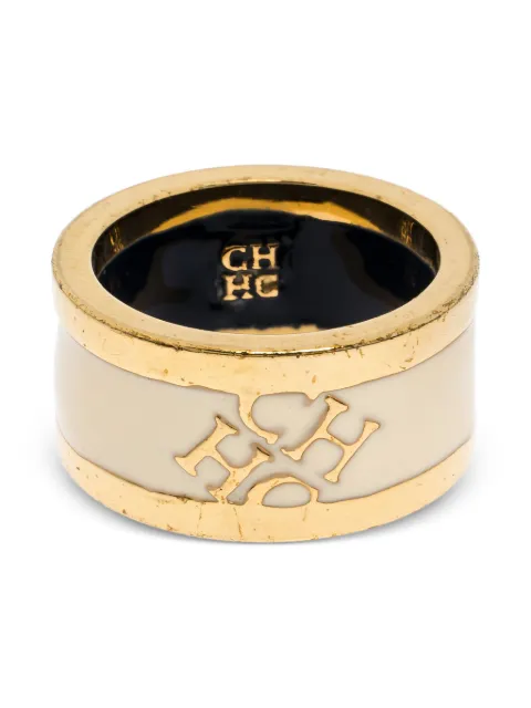 Carolina Herrera Vintage logo-detail enamel ring White 264477
