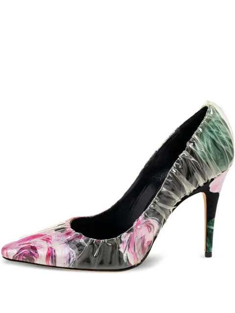 Jimmy Choo Pre-Owned 105mm floral-print heeled pumps Black 592493