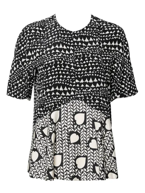 Stella McCartney Pre-Owned heart-patterned short-sleeve top Black 591876