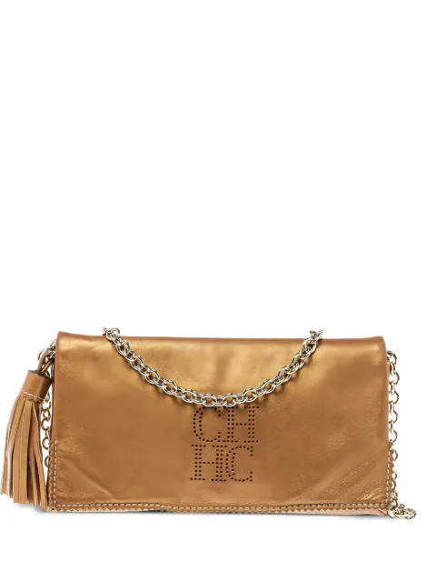 Carolina Herrera Vintage logo tassel clutch bag Brown 396055