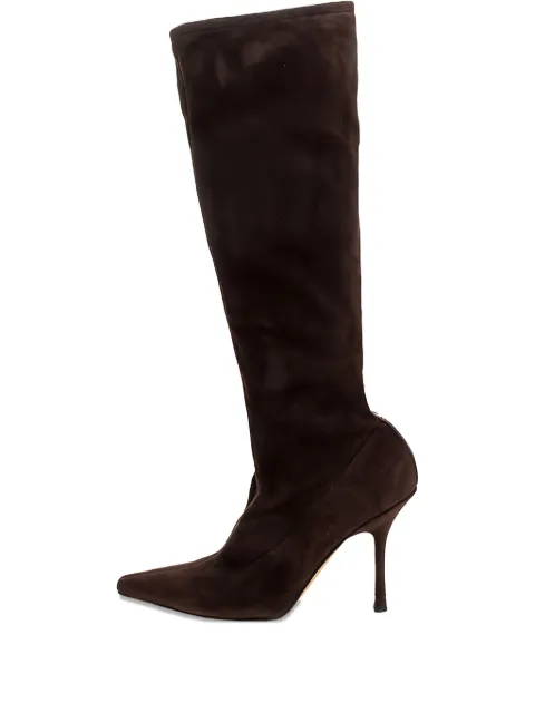Jimmy Choo Pre-Owned 105mm pointed-toe suede knee-high boots Brown 253024