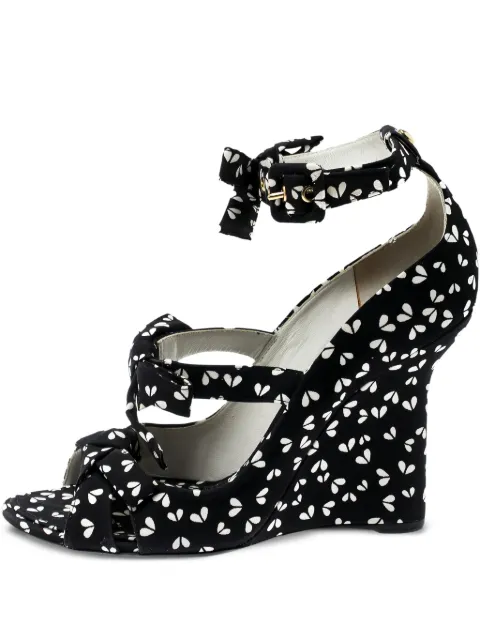 Louis Vuitton Pre-Owned 110mm bow-embellished wedge sandals Black 207901