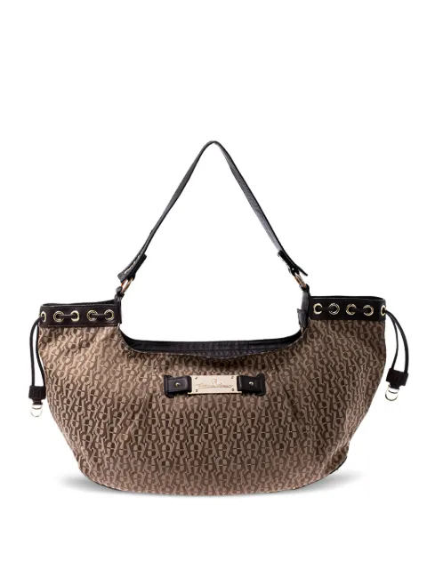 Aigner Vintage monogram leather-trim shoulder bag Neutrals 241333