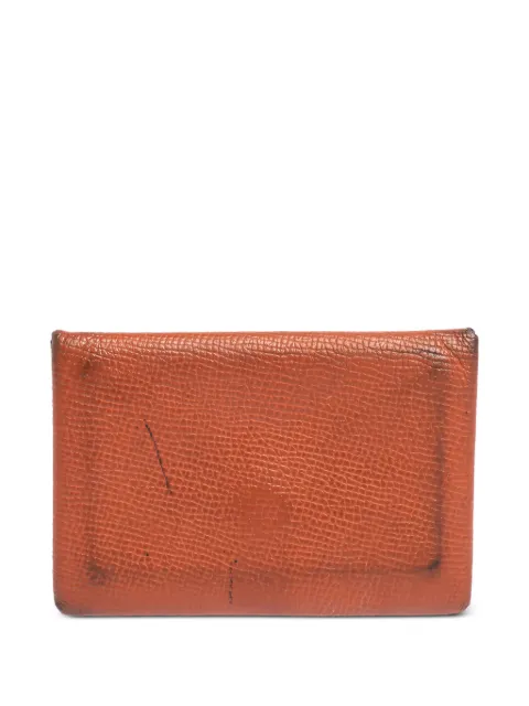Hermès Pre-Owned Calvi textured Epsom leather card holder Orange 473173