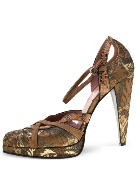 Miu Miu Pre-Owned 2024 120mm brocade sandals Brown 187270