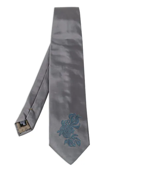 Emporio Armani Pre-Owned embroidered silk tie Grey 416565