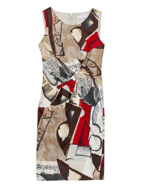 Oscar de la Renta Pre-Owned abstract-pattern print midi dress Brown 424103