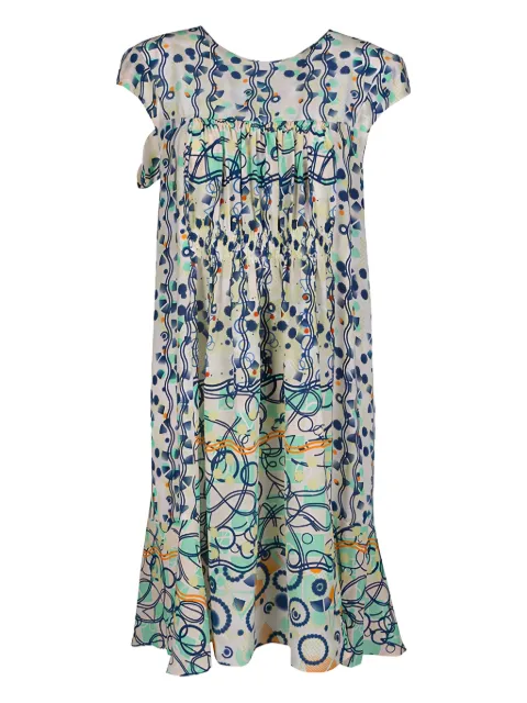 Peter Pilotto abstract-print silk dress Neutrals 136397