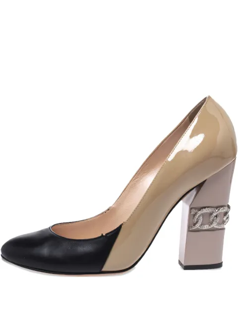 Casadei Vintage Pre-owned 95mm colour-block pumps Neutrals 289486