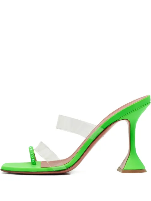 Amina Muaddi Pre-owned 105mm leather sculpted-heel sandals Green 1088833