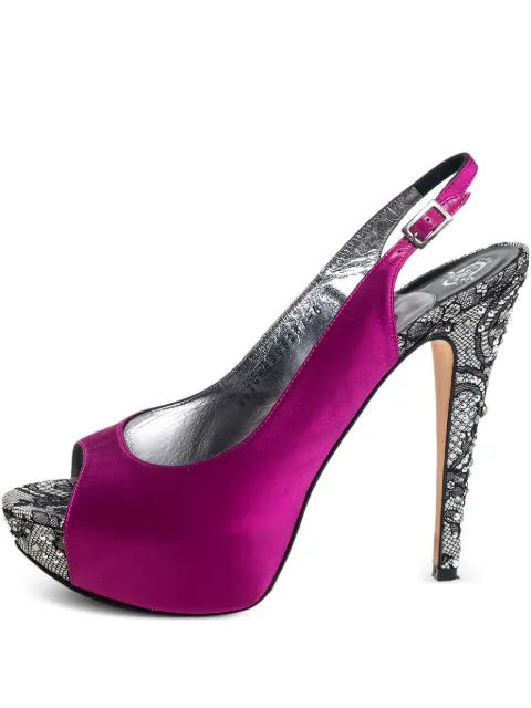 Gina pre-owned satin slingback sandals Purple 439723