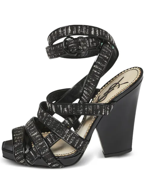 Saint Laurent Pre-Owned 115mm leather heeled sandals Black 367881