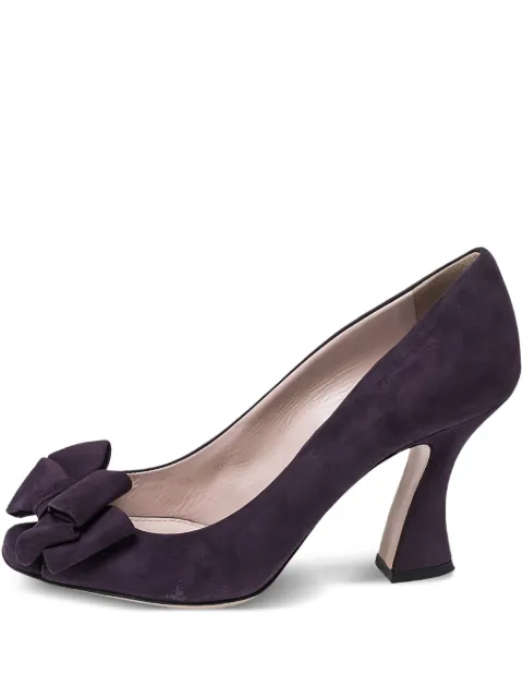 Miu Miu Pre-Owned 85mm bow-embellished suede pumps Red 352407