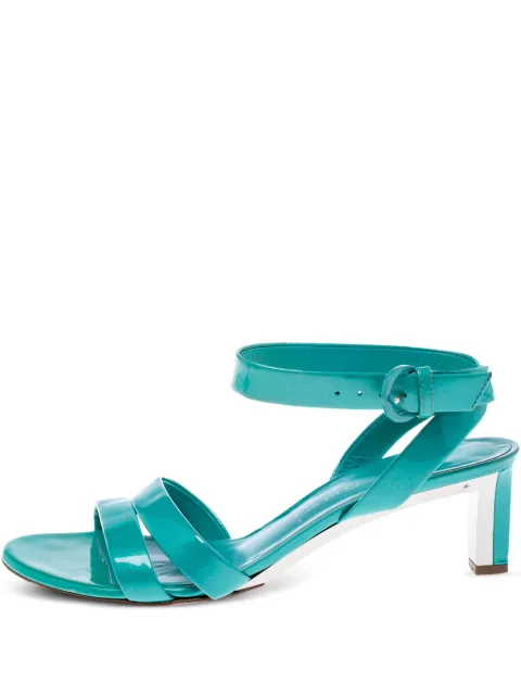 Casadei 50mm cross-strap leather sandals Green 241363