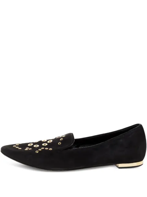 Burberry Pre-Owned suede eyelet-detail loafers Black 318640