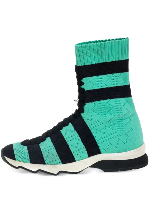 Fendi Pre-Owned knitted high-top sneakers Green 389831
