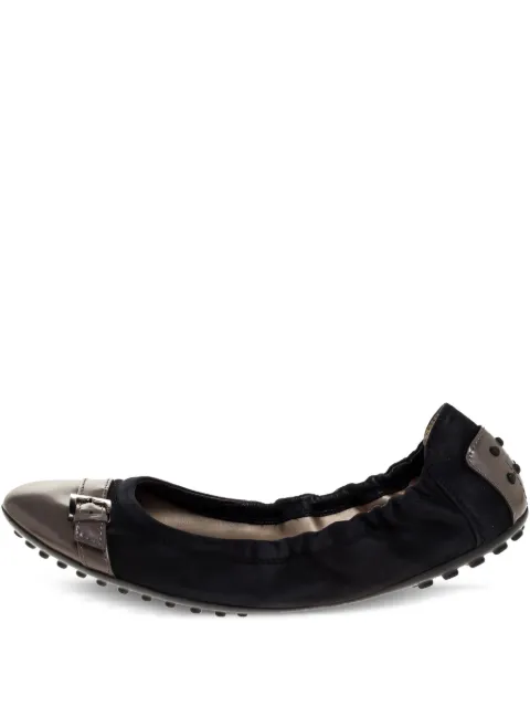 Tod's Vintage pre-owned buckle suede ballet flats Black 318091