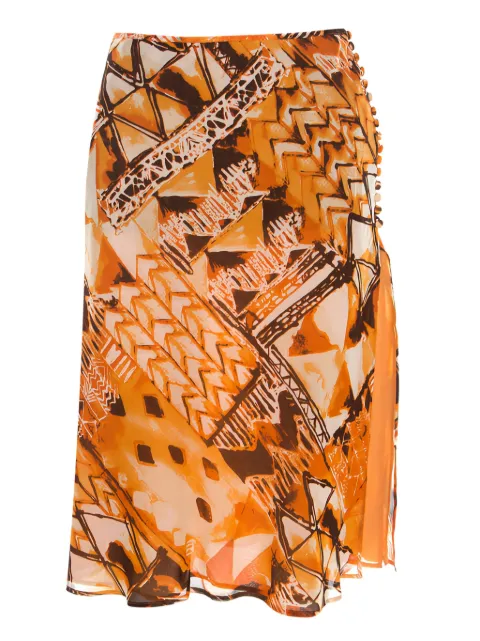 Escada Pre-Owned abstract-print silk skirt Orange 200225