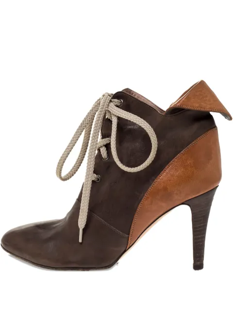 Chloé Pre-Owned 80mm lace-up booties Brown 310550