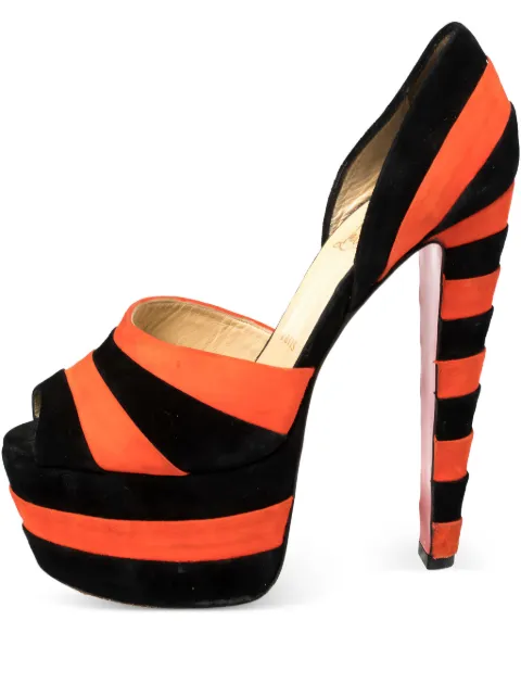 Christian Louboutin Pre-Owned 150mm striped sandals Black 371175