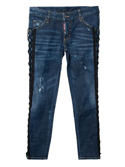 DSQUARED2 pre-owned lace-detail jeans Blue 390696