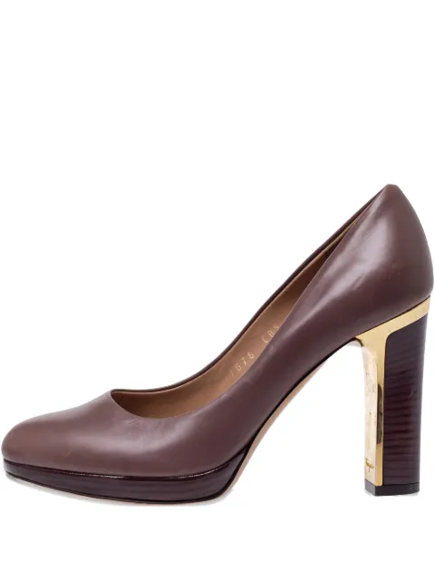 Ferragamo Pre-Owned 95mm leather heeled pumps Brown 310521