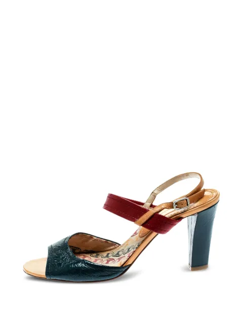 Celine Pre-Owned 80mm patent-leather sandals Green 182067