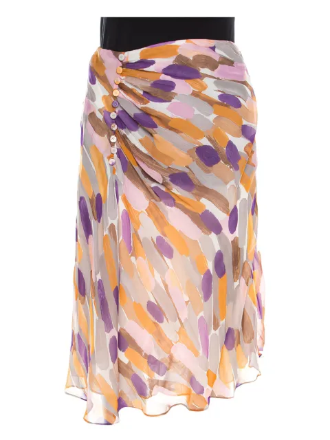 Escada Pre-Owned printed silk midi skirt Orange 200199