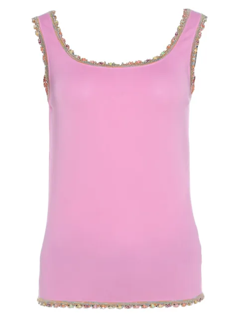 Escada Pre-Owned round-neck sequined lace top Pink 207880