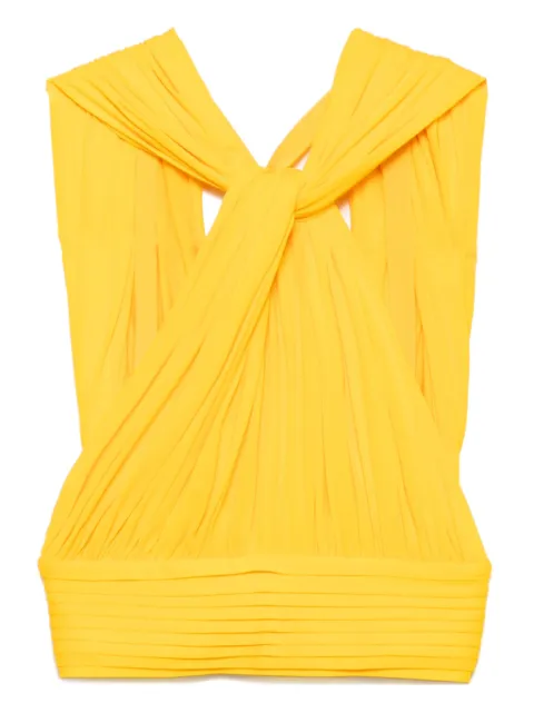 Herve L. Leroux ruched multiway cut in cropped top Yellow HLLTOP8