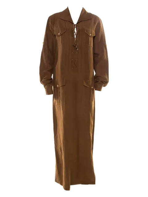 Michael Kors Vintage lace-up flap-pocket dress Brown 178761