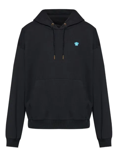 Versace embroidered-logo cotton hoodie Black 10213441A15105
