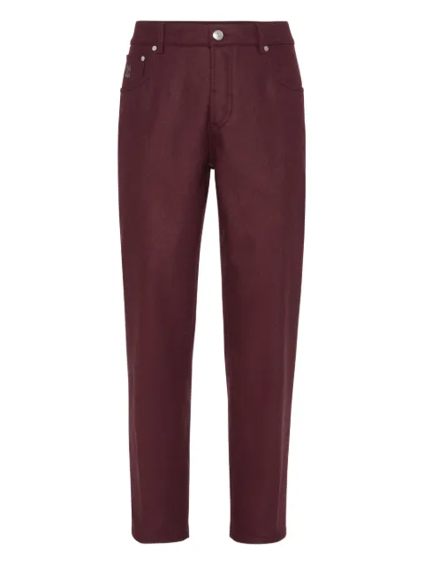 Brunello Cucinelli logo-embroidered trousers Red M038PF1010C544