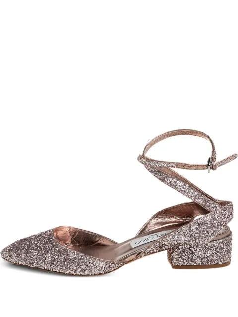 Jimmy Choo Pre-Owned 35mm glitter pointed-toe sandals Silver 425944