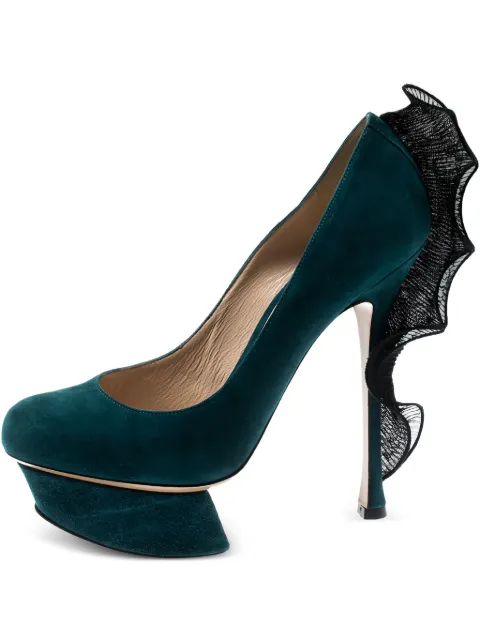 Nicholas Kirkwood 140mm platform ruffle-trim pumps Blue 209566