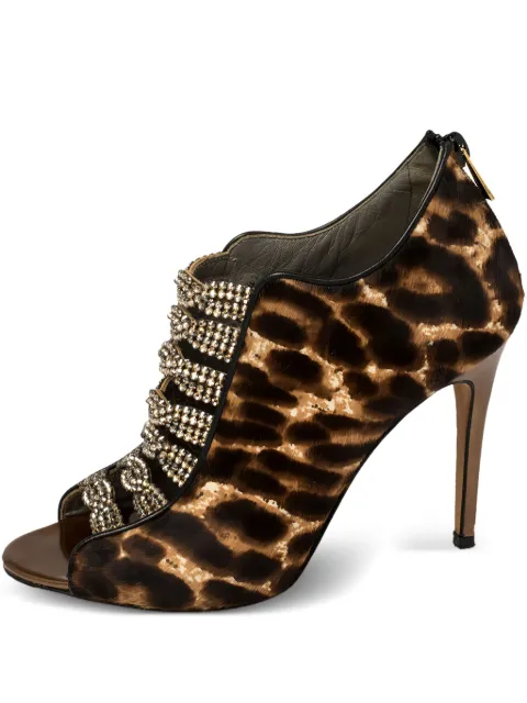 Gina leopard-print crystal sandals Brown 377737