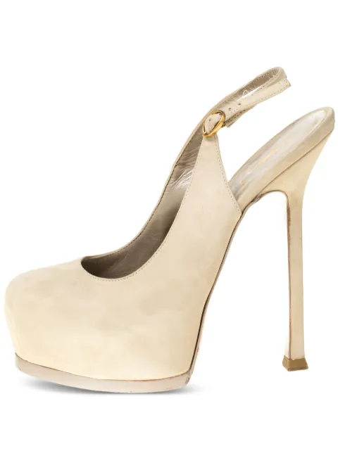 Saint Laurent Pre-Owned 135mm platform slingback pumps Neutrals 211949