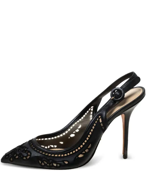 Dolce & Gabbana Pre-Owned 110mm Anglaise embroidered slingback sandals Black 213753