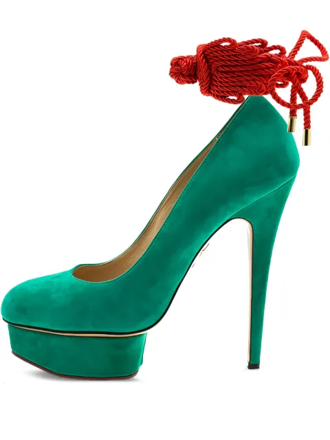 Charlotte Olympia Pre-owned 155mm Dolly rope-detail pumps Green 50924
